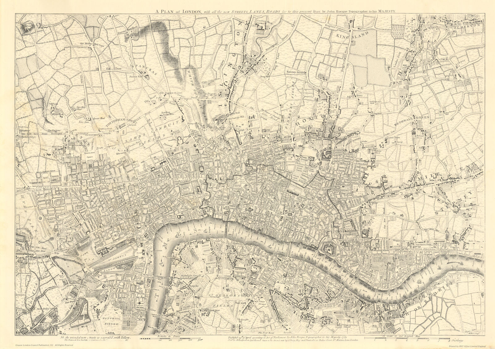 A Plan of London with all the new Streets… John Rocque. GLC copy 1769 (1974) map